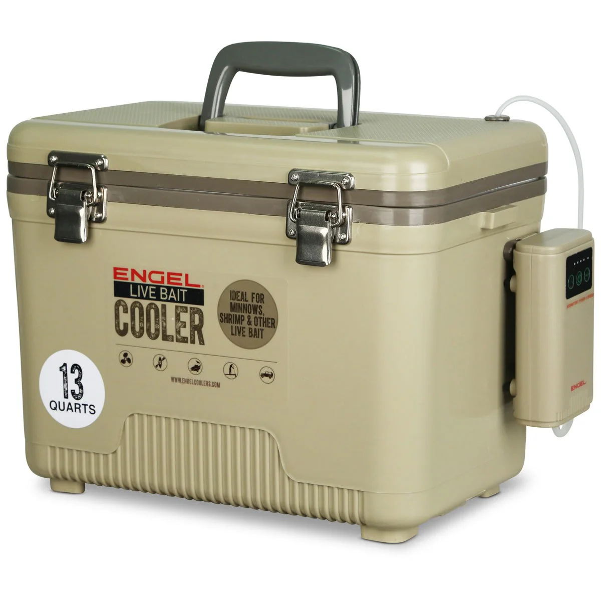 Engel 13 Quart Live Bait Pro Cooler with AP3 Rechargeable Aerator & Stainless Hardware - Image 3