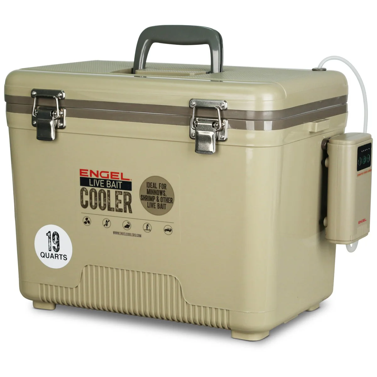 Engel 19 Quart Live Bait Pro Cooler with AP3 Rechargeable Aerator & Stainless Hardware - Image 4