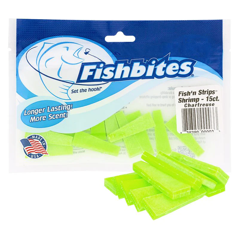 Fishbites Longer Lasting Fish'n Strips Shrimp Scented Soft Baits - Image 2