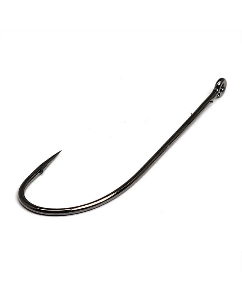 Gamakatsu Worm Straight Shank O'Shaughnessy Bend Hooks NS Black - Image 2