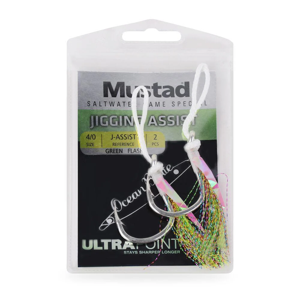 Mustad J-Assist1 Heavy Duty Jigging Assist Rig with Green Flash - Image 2