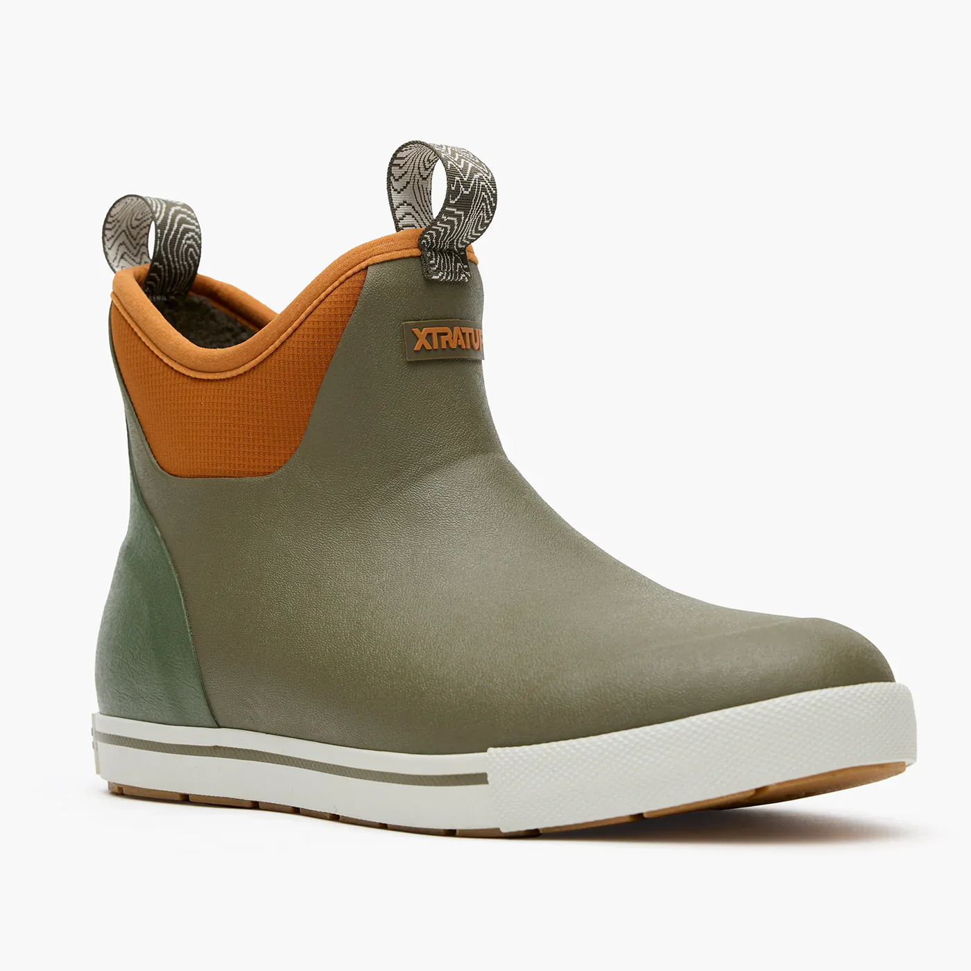 Xtratuf Men's Camp Fleece Lined 6" Ankle Deck Boots Dark Olive Spice
