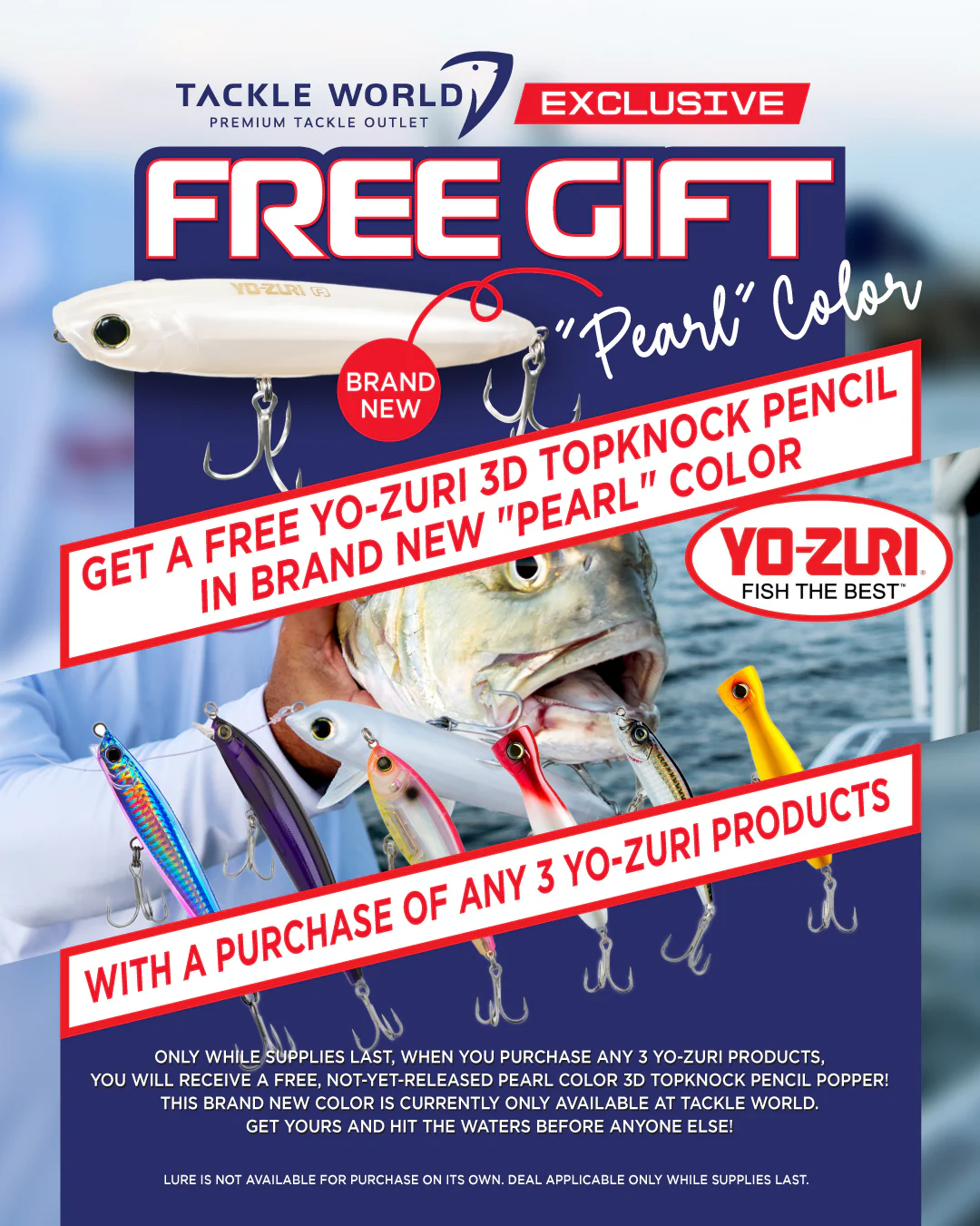 Yo-Zuri Free Gift Exclusive *1 per Customer* "Pearl" Color 3D Inshore Topknock Pencil Lure - Image 3